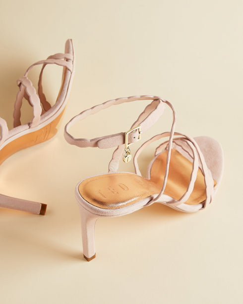 <P>Suede Scallop Strap Sandal</P>